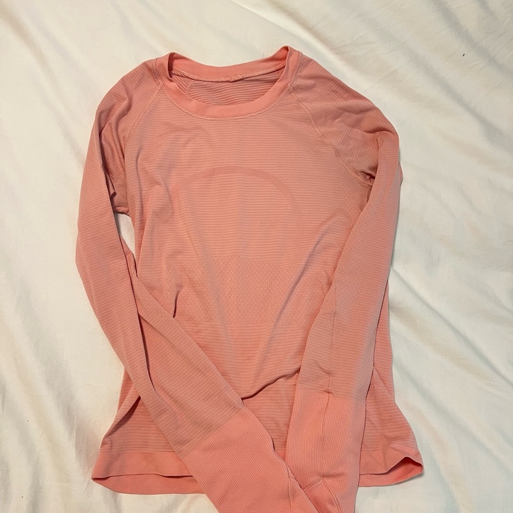 Lululemon Athletica Swiftly Tech Long Sleeve in Bright Coral